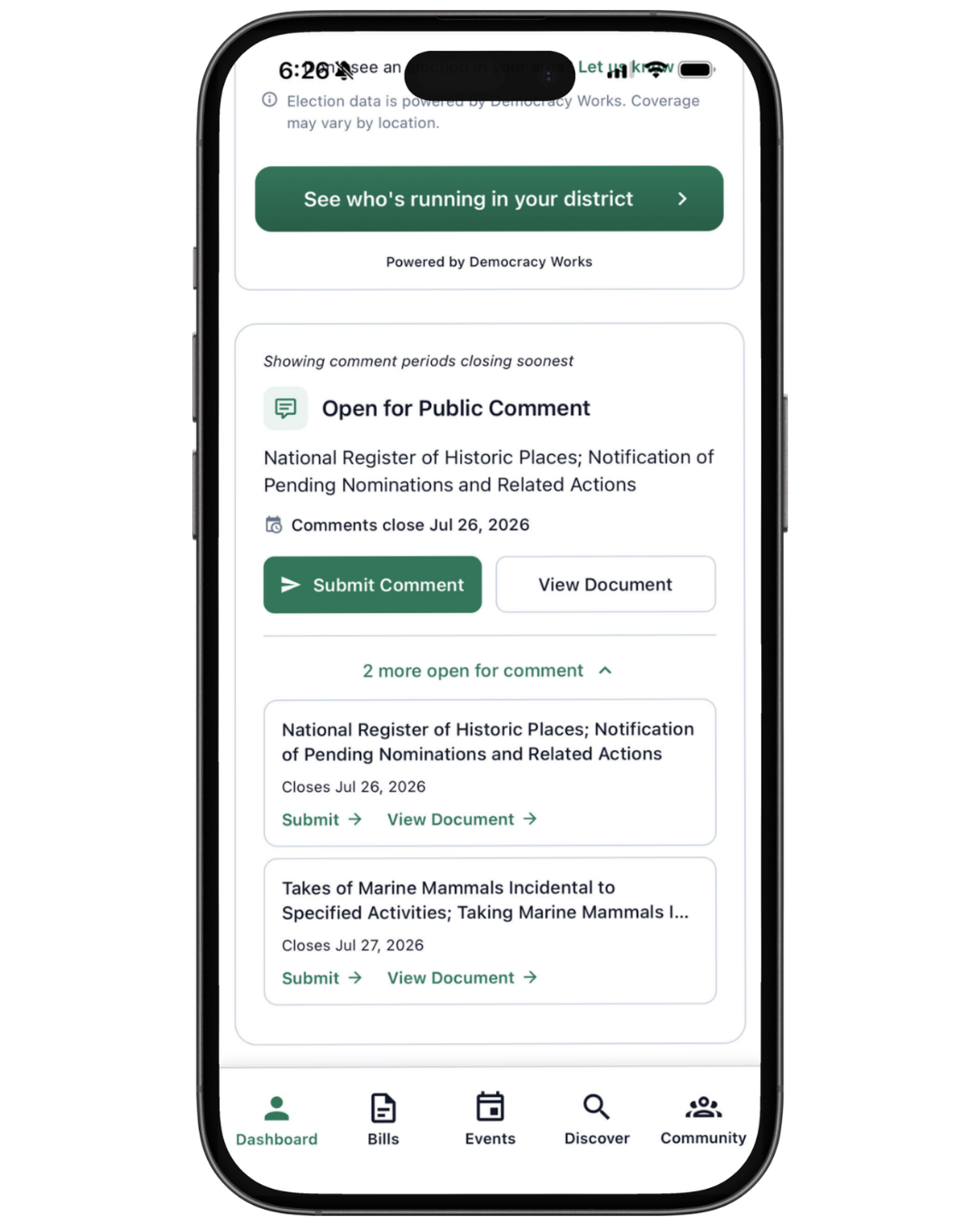 CivixThread app — Submit public comments