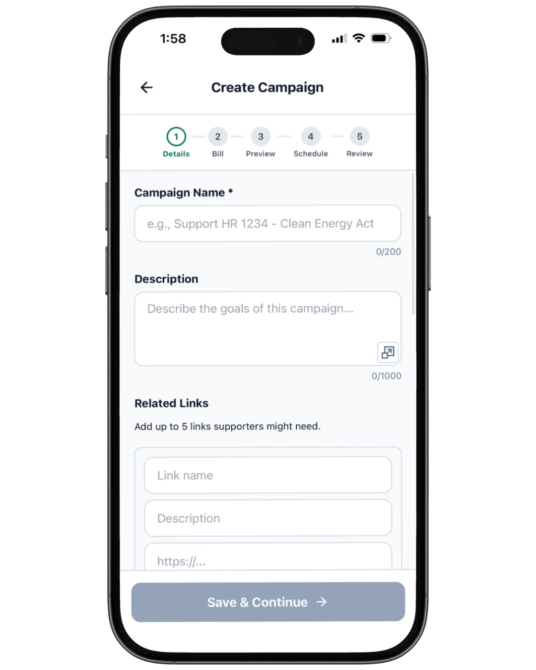 Create campaigns preview 1 of 3