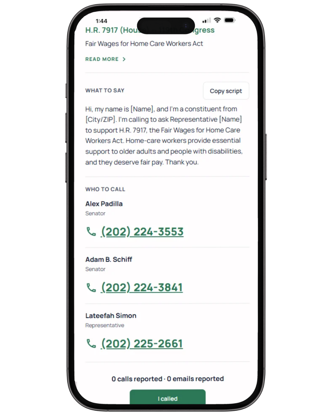 Take action pages preview